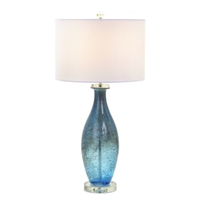 2 Sea Winds Lux Lighting Blue 30 Inch Glass Lamps With Crystal Base