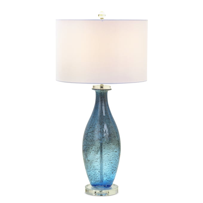 2 Sea Winds Lux Lighting Blue 30 Inch Glass Lamps With Crystal Base SEWN-LUX-041505-BLUE