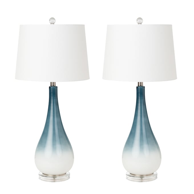 2 Sea Winds Lux Lighting Blue White 30.5 Inch Glass Table Lamps SEWN-LUX-106-BLUE-WHITE