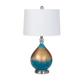 2 Sea Winds Lux Lighting Gold Blue 27 Inch Glass Table Lamps