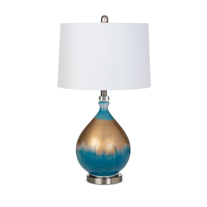 2 Sea Winds Lux Lighting Gold Blue 27 Inch Glass Table Lamps SEWN-LUX-108-GOLD-BLUE