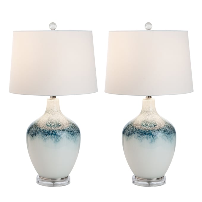 2 Sea Winds Lux Lighting Blue White 28.5 Inch Glass Table Lamps SEWN-LUX-110-BLUE-WHITE