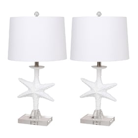 2 Sea Winds Lux Lighting White 28 Inch Lamps