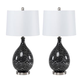 2 Sea Winds Lux Lighting Grey Silver 28 Inch Glass Table Lamps