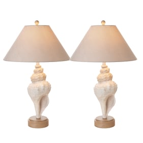 2 Sea Winds Lux Lighting Natural 30 Inch Seashell Coastal Table Lamps