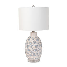 2 Sea Winds Lux Lighting White Blue Ceramic Crystal Table Lamps