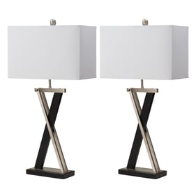 2 Sea Winds Lux Lighting Silver Black 28.5 Inch Metal Table Lamps