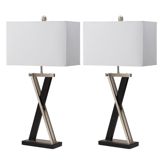 2 Sea Winds Lux Lighting Silver Black 28.5 Inch Metal Table Lamps SEWN-LUX-R001-SILVER-BLACK