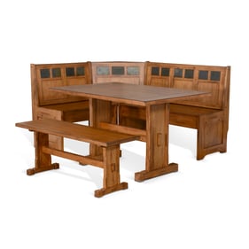 Purity Craft Aurelia Rustic Oak Breakfast Nook Set with Side Bench