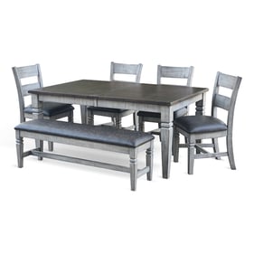 Purity Craft Evadne Dark Tobacco Grey 6pc Dining Room Set