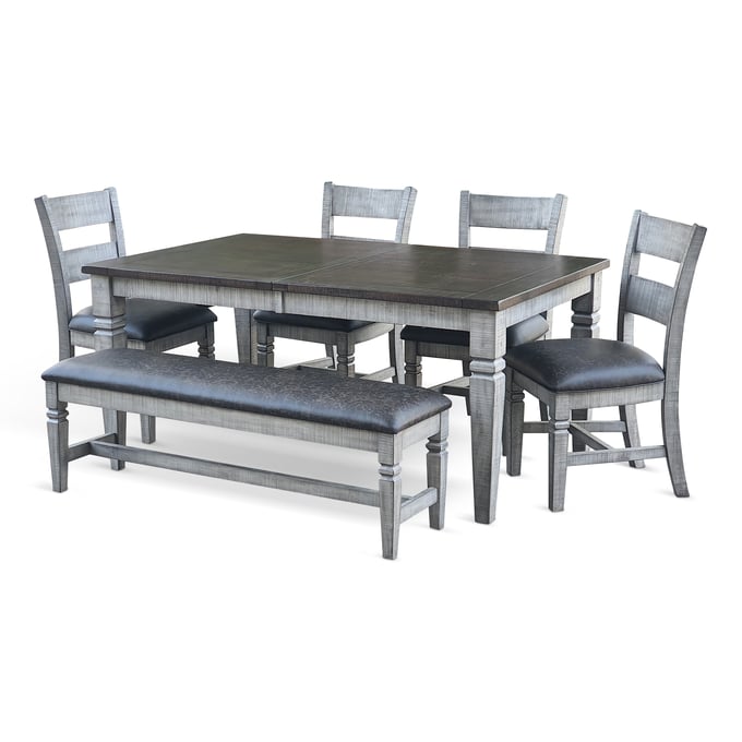 Purity Craft Evadne Dark Tobacco Grey 6pc Dining Room Set 0113TA-DR-S3