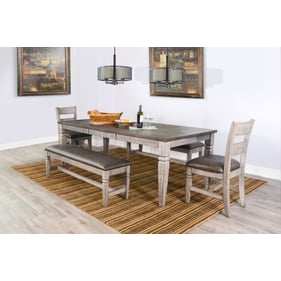 Purity Craft Evadne Tobacco Grey 5pc Dining Room Set with Banch