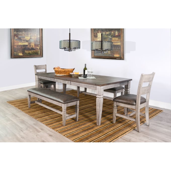 Purity Craft Evadne Tobacco Grey 5pc Dining Room Set with Banch 0113TA-DR-S1