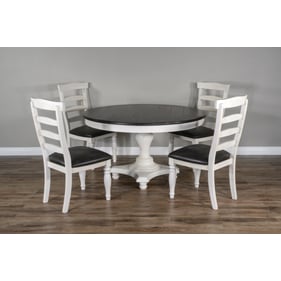 Purity Craft Zen White Dark Brown 5pc Round Dining Room Set