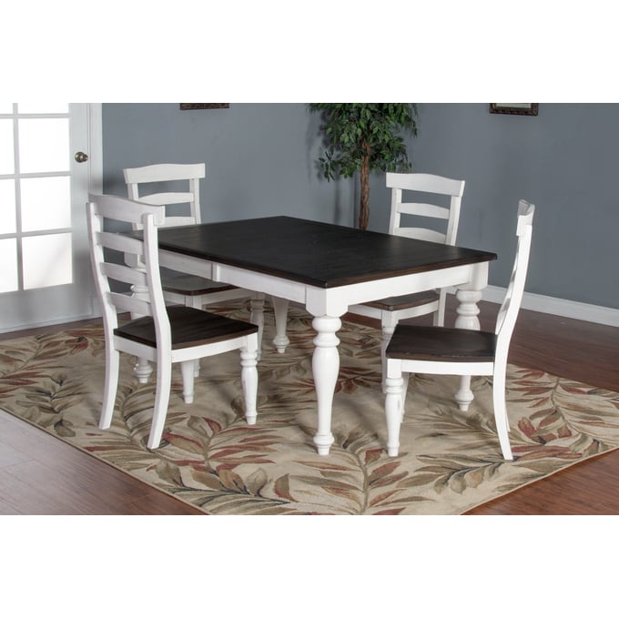 Purity Craft Zen White Dark Brown 5pc Dining Room Set 1015EC-DR-S2