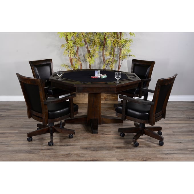 Purity Craft Allure Dark Brown Leaf 5pc Dining Room Set 1033TL2-1444TL2-DR-S1