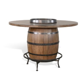 Purity Craft Eudora Natural Round Pub Table with Wine Barrel Base