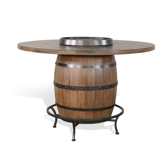 Purity Craft Eudora Natural Round Pub Table with Wine Barrel Base 1038BU