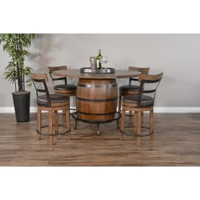 Purity Craft Eudora Natural 5pc Round Pub Set with Swivel Barstools