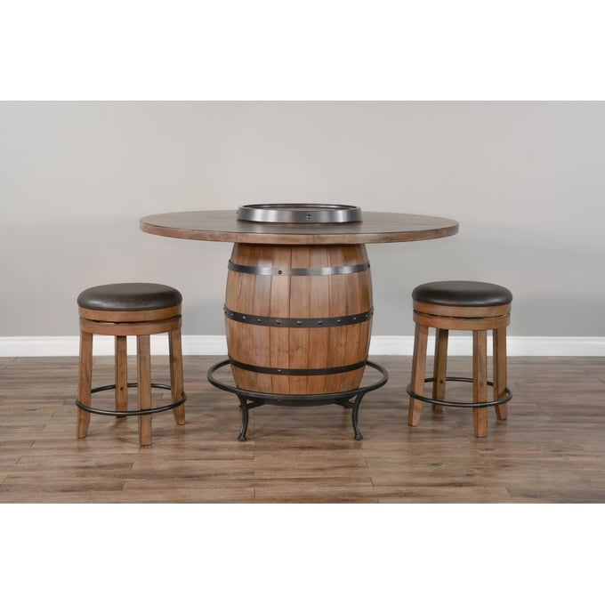 Purity Craft Eudora Natural 3pc Round Pub Set with Stool 1038BU-PUB-S1