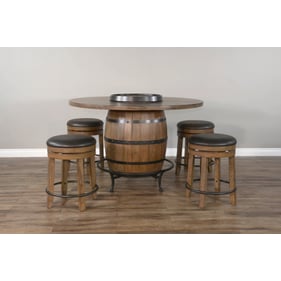 Purity Craft Eudora Natural 5pc Round Pub Set with Stool