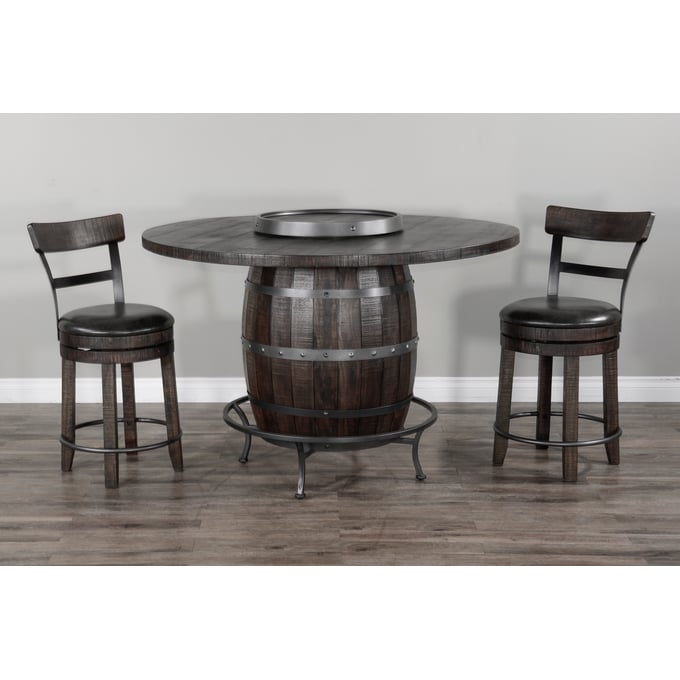 Purity Craft Allure Dark Brown 3pc Round Pub Table Set 1038TL2-CNT-S2