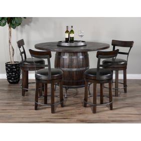 Purity Craft Allure Dark Brown 5pc Round Pub Table Set