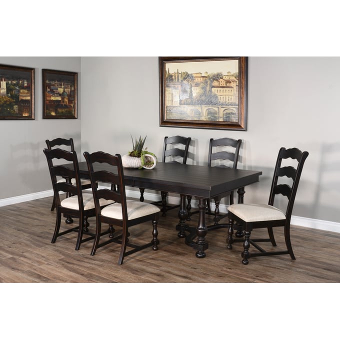 Purity Craft Elysia Black 7pc Dining Room Set 1120BW-1613-DR-S2