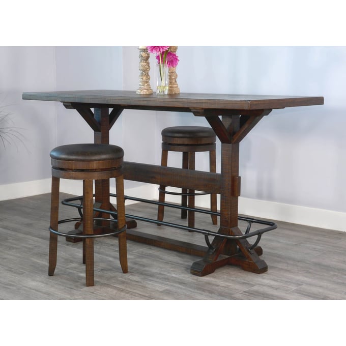 Purity Craft Allure Dark Brown 3pc Pub Table Set with Stools 1163TL-BAR-S4