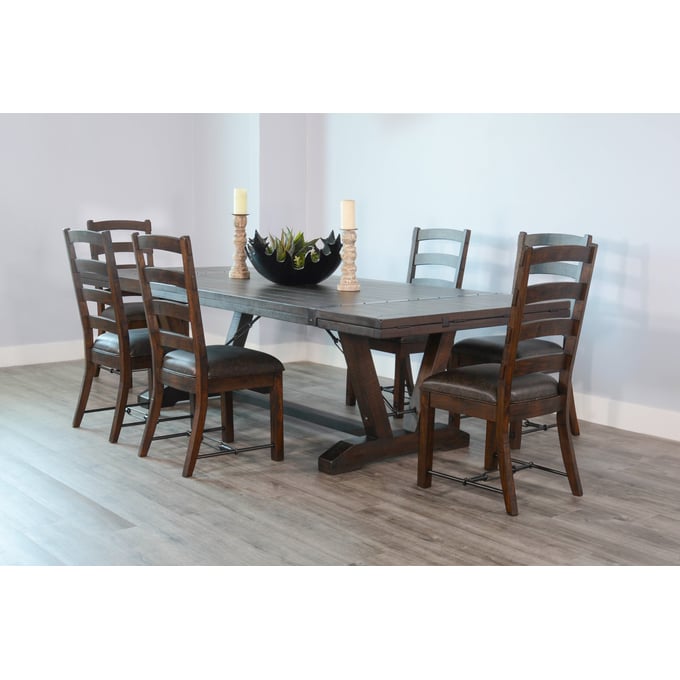 Purity Craft Allure Dark Brown 7pc Dining Room Set with Ladderback Chair 1167TL-DR-S2