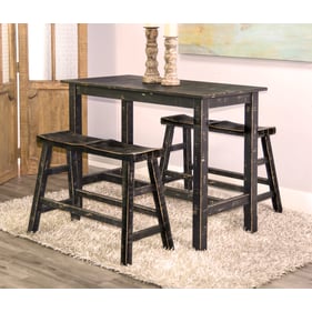 Purity Craft Selena Black Sand 3pc Counter Height Set with Bench