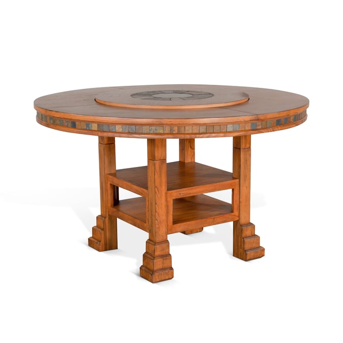 Purity Craft Aurelia Rustic Oak 60 Inch Round Table with Lazy Susan 1225RO2