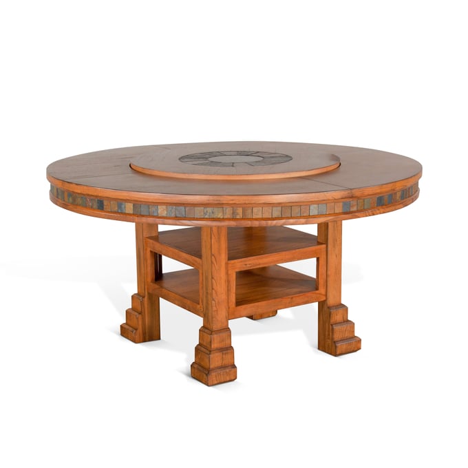 Sunny Designs Sedona Light Brown 60 Inch Round Table with Lazy Susan 1225RO2