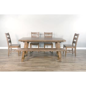 Purity Craft Eudora Natural Wooden Seat 6pc Dining Room Set