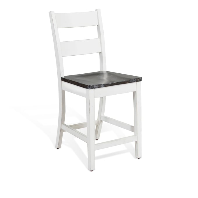 2 Purity Craft Zen White Dark Brown 24 Inch Ladder Back Barstools 1508EC-24