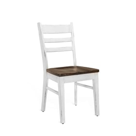 2 Purity Craft Zen White Dark Brown Ladderback Dining Chairs