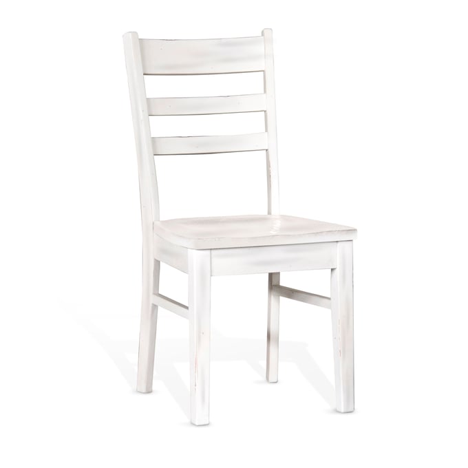 2 Purity Craft Rose White Ladderback Chairs with Wood Seat 1616MW