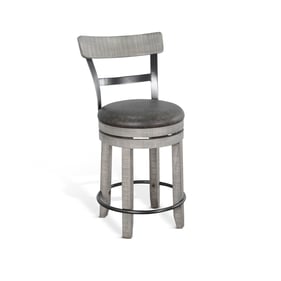 2 Purity Craft Isadora Gray 24 Inch Swivel Barstools with Cushion Seat