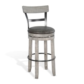 2 Purity Craft Isadora Gray 30 Inch Swivel Barstools with Cushion Seat