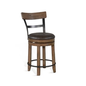 2 Purity Craft Eudora Natural Swivel Barstools with Cushion