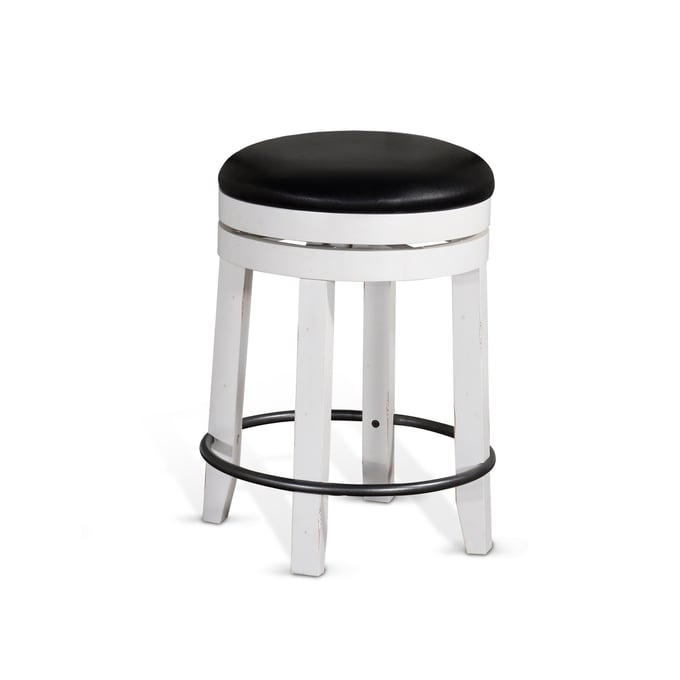 2 Purity Craft Zen White Dark Brown Swivel Stools 1624EC-24