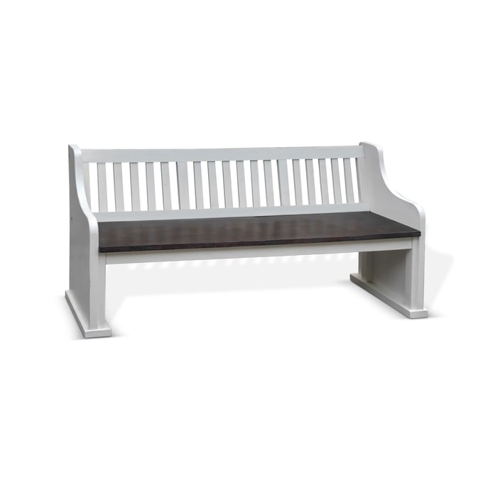 Purity Craft Zen White Dark Brown Slat Back Bench 1629EC