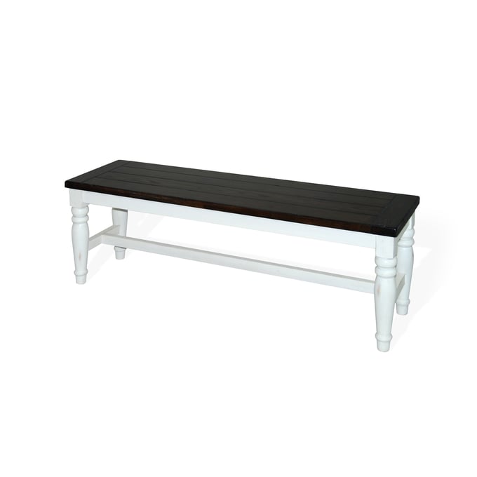 Purity Craft Zen White Dark Brown Bench with Wood Seat 1642EC