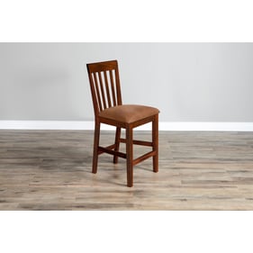 Purity Craft Seraphica Dark Brown Slatback Counter Stool with Cushion Seat