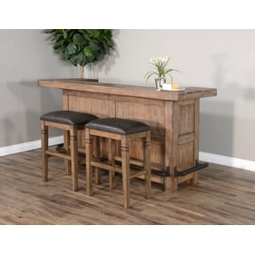 Purity Craft Eudora Natural 3pc Bar Set with Backless Stools