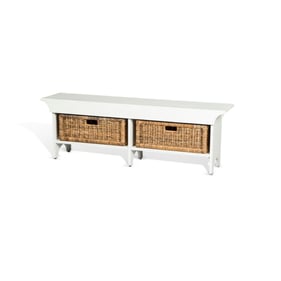 Purity Craft Rose White Bench with Woven Baskets