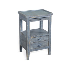 Purity Craft Selena Ocean Blue Side Table with Pull Out Tray