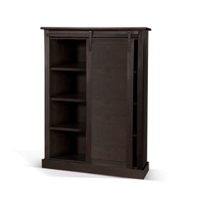 Purity Craft Rose Dark Brown Charred Oak Barn Door Bookcase