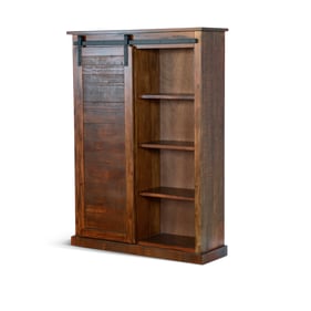 Purity Craft Seraphica Dark Brown Barn Door Bookcase