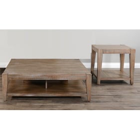 Purity Craft Rose Weathered Brown 3pc Square Coffee Table Set